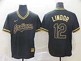 Indians 12 Francisco Lindor Black Gold Nike Cooperstown Collection Legend V Neck Jersey (1),baseball caps,new era cap wholesale,wholesale hats